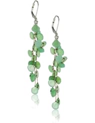 Margo Morrison New York Faceted Teardrop Chrysoprase Eighteen-Stone Earrings, 2.5"