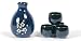 Dark Blue Blossom Five Piece Japanese Sake Set