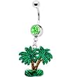 Peridot Gem Oasis Palm Trees Belly Ring