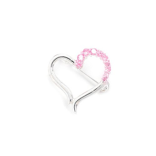 Cleversilver's Cut Out Heart Design Fashion Pin With Pink Czs