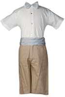 Ensemble ceremonie garcon bermuda, chemise, lin blanc ou beige