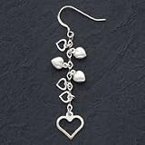 Sterling Silver Heart Drop Earrings - Pair