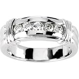 Classy! High Fashion! Men's 14k White-gold 1/2 CTTW Moissanite Men's band