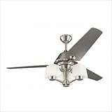 Monte Carlo 3AXR52BS3 Apex 52-Inch 3-Blade Ceiling Fan with Remote, 3-Light Kit and Silver Blades, Brushed Steel