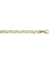 7mm Fancy Two Tone Gold Link Bracelet 9"