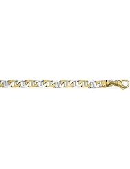 7mm Fancy Two Tone Gold Link Bracelet 8"