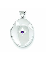 Genuine .925 Sterling Silver Red Synthetic Stone Oval Locket 0.9 Grams. 100% Satisfaction Guaranteed.