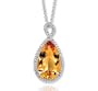 14k White Gold 1/3 Carat Diamond 8 1/2 Carat Pear Citrine Necklace
