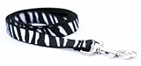 Medium White/Black Zebra Dog Leash: 3/4" wide, 6ft length.