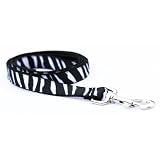 Medium White/Black Zebra Dog Leash: 3/4" wide, 6ft length.