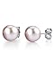 THE PEARL SOURCE Round Pink Freshwater Real Pearl Earrings for Women - 14k Gold Stud Earrings | Hypoallergenic Earrings with AAA Quality Genuine Cultured Pearls Gifts for Christmas Holidays