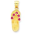 14K July/CZ Birthstone Flip Flop Pendant