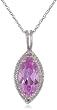 10k White Gold Marquise-Cut Created Pink Sapphire and Diamond-Accent Pendant