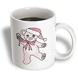 Christmas Cute Dancing Pink Teddy Bear with Santa hat - 15oz Mug
