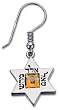 Star of David pair of earrings with precious Citrine Stone