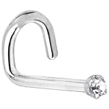 Platinum 1.5mm Genuine Diamond Left Nostril Screw - 18 Gauge