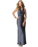  : Adrianna Papell Silk Ruffled Halter-Neck Gown