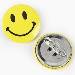 24 Mini Metal Smiley Smile Face Button Pins