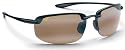 MAUI JIM HO'OKIPA 407 H407-02 GLOSS BLACK PLASTIC HCL BRONZE POLARIZED SEMI RIMLESS SUNGLASSES SHADES