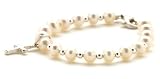 Pearl Baby Christening Baptism Bracelet w/ Cross