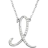 14K White Gold 1/8 ct. Diamond Initial 