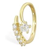 10K solid gold toe ring with multi-gems and jeweled star