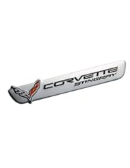 Automotive Parts and Accessories: BLACK Letters on SILVER CROSSED FLAGS CHECKERED STINGRAY Real Aluminum Auto EMBLEM Badge Nameplate for Chevrolet Chevy Corvette Vette C3 C4 C5 C6 C7 1953 1954 1955 1956 1957 1958 1959 1960 1961 1962 1963 1964 1965 1966 1967 1968 1969 1970 Brand New Design - 101-ERPEMB380SL