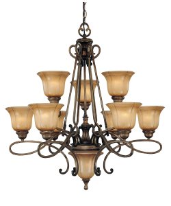 310e  LrrIL Minka Lavery La Cecilia 4149 573 Large 9 Light 540w (34H x 32W) Chandelier Lighting in Patina Iron