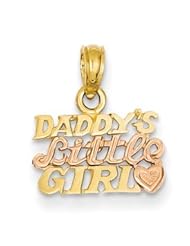 Genuine IceCarats Designer Jewelry Gift 14K Two-Tone Daddy&apos;s Little Girl Pendant