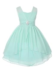 Girls Chiffon Tea Length Flower-Girl Dress 