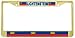 Liechtenstein Flag Gold Tone Metal License Plate Frame Holder
