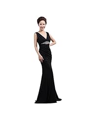 V-neck Slit Beaded Mermaid Satin Evening Dress/Homecoming Dress/Wedding Party Dress 