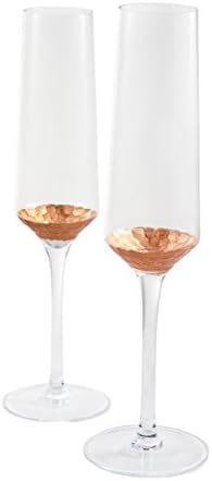 Jasmin Elegant Copper Champagne Flute Handmade Glasses Set of 2