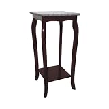 Cherry Phone Table Plant Stand with Marble Top