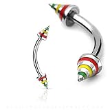 Jamaican Themed Spike Curved Barbell