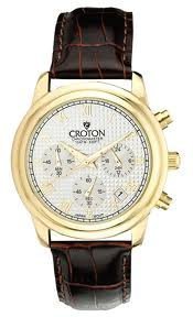 14k Gold-Plated Leather Mens Watch