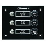 Seachoice 3 - gang Toggle Fused Black Switch Panel