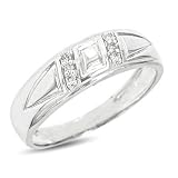 1/15 Carat T.W. Round Cut Diamond Ladies' Wedding Ring 14K White Gold Wedding Ring - Free Gift Box -