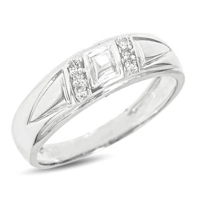 1/15 Carat T.W. Round Cut Diamond Ladies' Wedding Ring 14K White Gold Wedding Ring - Free Gift Box -