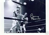 CARMEN BASILIO AUTOGRAPHED AWESOME 8X10 BOXING PHOTO VS RAY ROBINSON (BOXING)