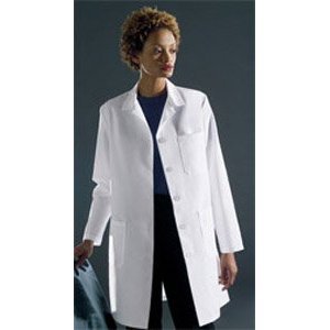 Medline Ladies' Staff Length Lab Coat - White, Size 4 - Model MDT11WHT4E