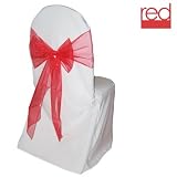 Red Organza Wedding Chair Sash Bows