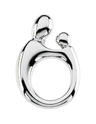 14k White-Gold Mother & Child Lg. Solid Pendant by US Gems
