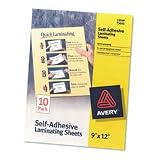 Self Adhesive Laminating Sheets, 9x12, 10/PK, Clear, Sold as 1 pack