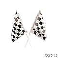 3 Dozen (36) RACING FLAGS - 6" X 4" Plastic Checkered RACE CAR NASCAR Party Favors DECORATIONS