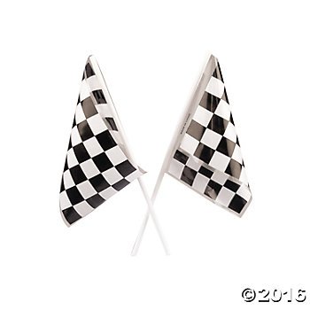 3 Dozen (36) RACING FLAGS - 6" X 4" Plastic Checkered RACE CAR NASCAR Party Favors DECORATIONS
