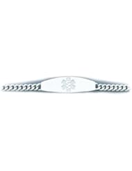 Sterling Silver Medical Alert ID Curb Chain Bracelet - Length 8 Inch
