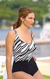 Delta Burke Delano Plus Size V Neck One Piece Swimsuit - Women's Swimsuit Plus Size Swimsuits
