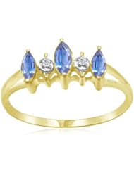 0.01 Cts Diamond & 0.27 Cts Tanzanite Ring in 14K Yellow Gold