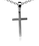 Men's Grey Titanium Brushed Cross Pendant, 20